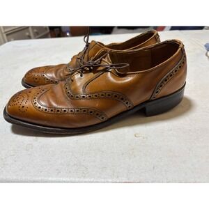 Vint. USA American Gentleman Brown Leather Wingtip Dress Shoes sz‎ 9